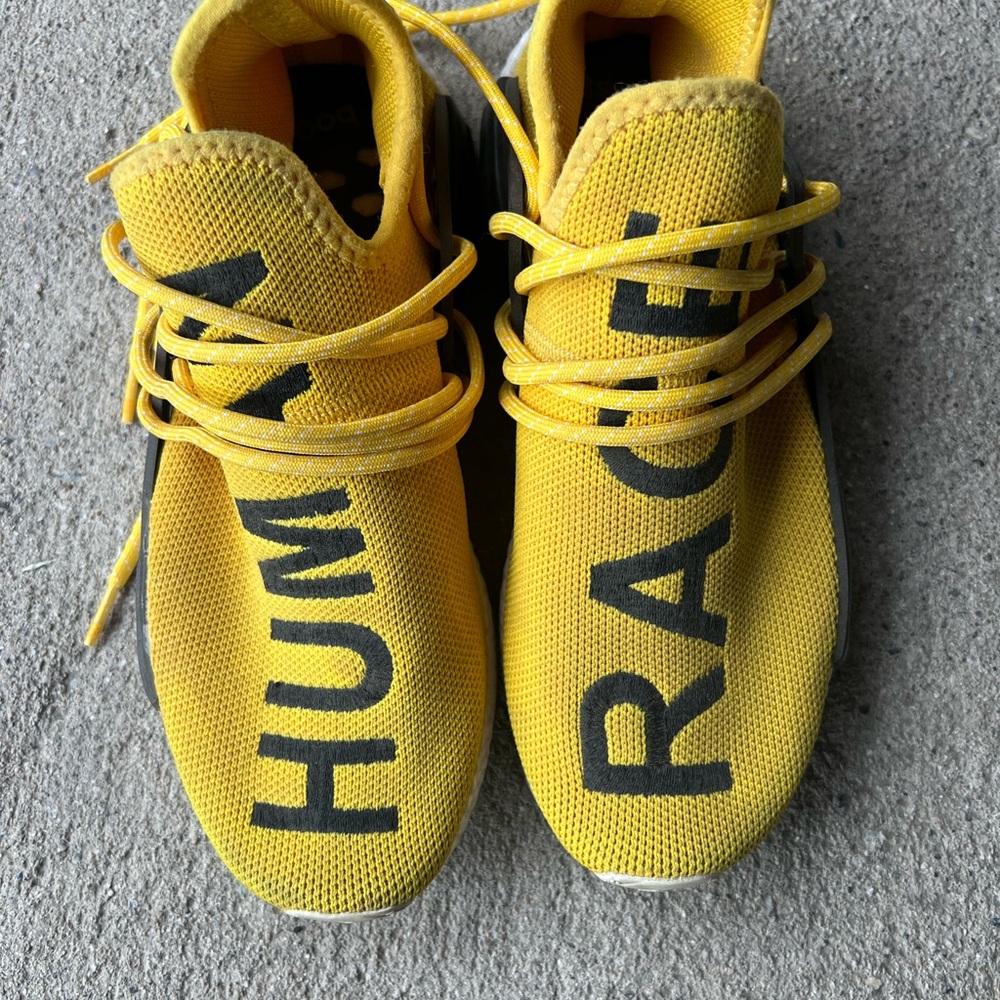 Adidas Yellow and Black Sneakers with Distinctive Lacing